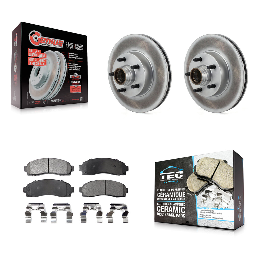 [Front] 2010-2011 Ford Ranger RWD Premium Coated Rotors & Ceramic Pads Brake Kit For Max Braking