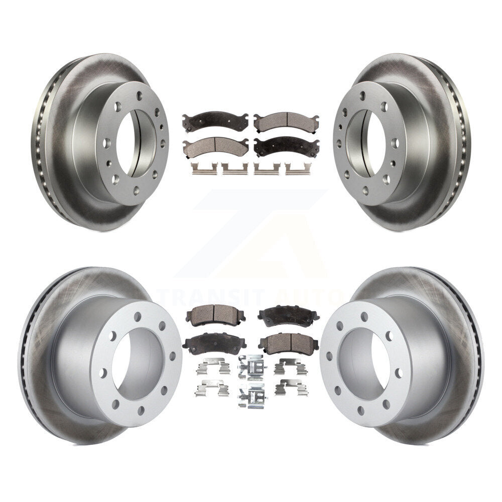 [Front+Rear] 2001 GMC Sierra 3500 Chevrolet Premium Coated Rotors & Ceramic Pads Brake Kit For Max Braking