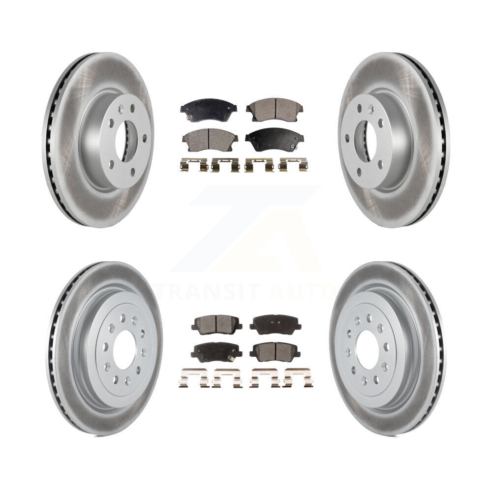 Front Rear Coated Disc Brake Rotors And Ceramic Pads Kit For Cadillac ATS