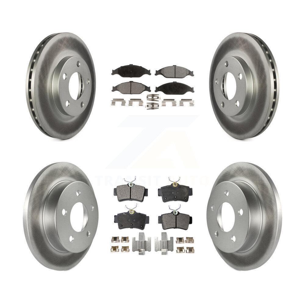 Front Rear Coated Disc Brake Rotors And Ceramic Pads Kit For Ford Mustang