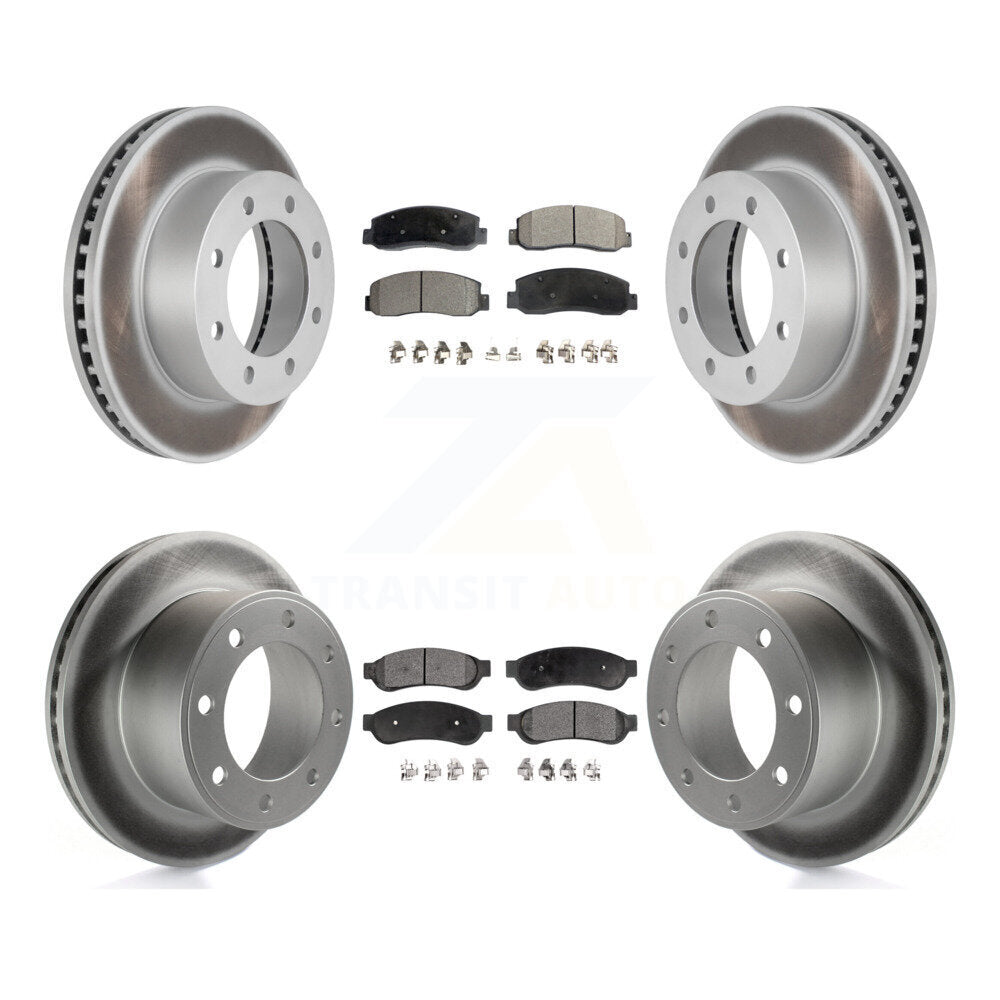 Front Rear Coat Brake Rotors Ceramic Pad Kit For 08-09 Ford F-250 Super Duty 4WD