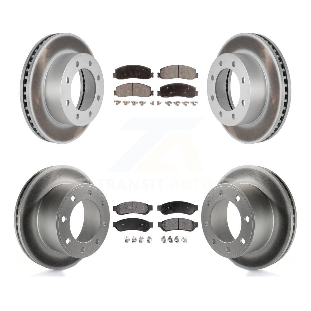 Front Rear Coat Brake Rotors Ceramic Pad Kit For Ford F-250 Super Duty F-350 4WD