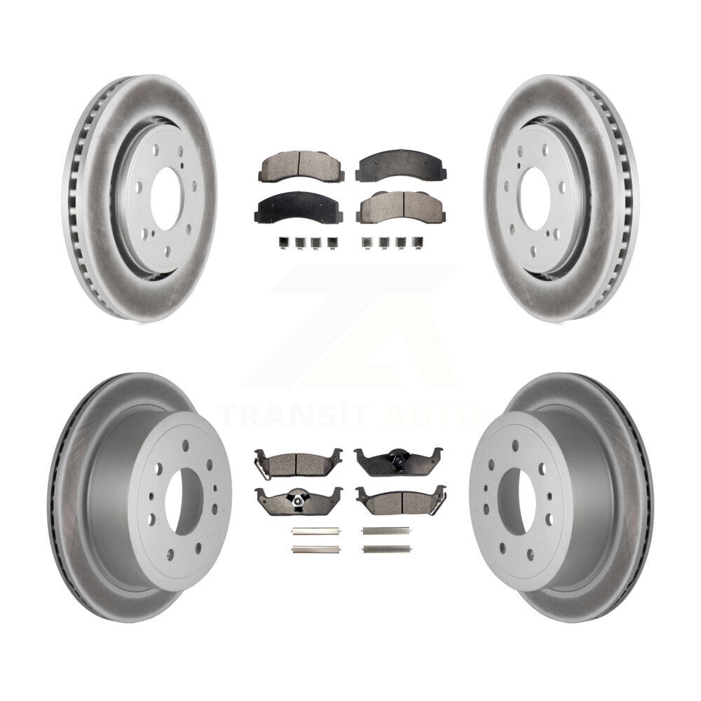 Front Rear Coated Brake Rotor & Ceramic Pad Kit For Ford F-150 With 7 Lug Wheels