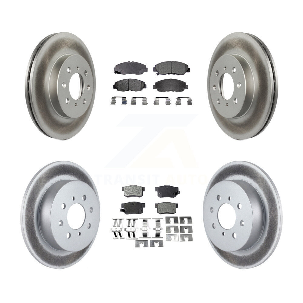 Front Rear Coated Disc Brake Rotors And Ceramic Pad Kit For Honda Civic Acura EL