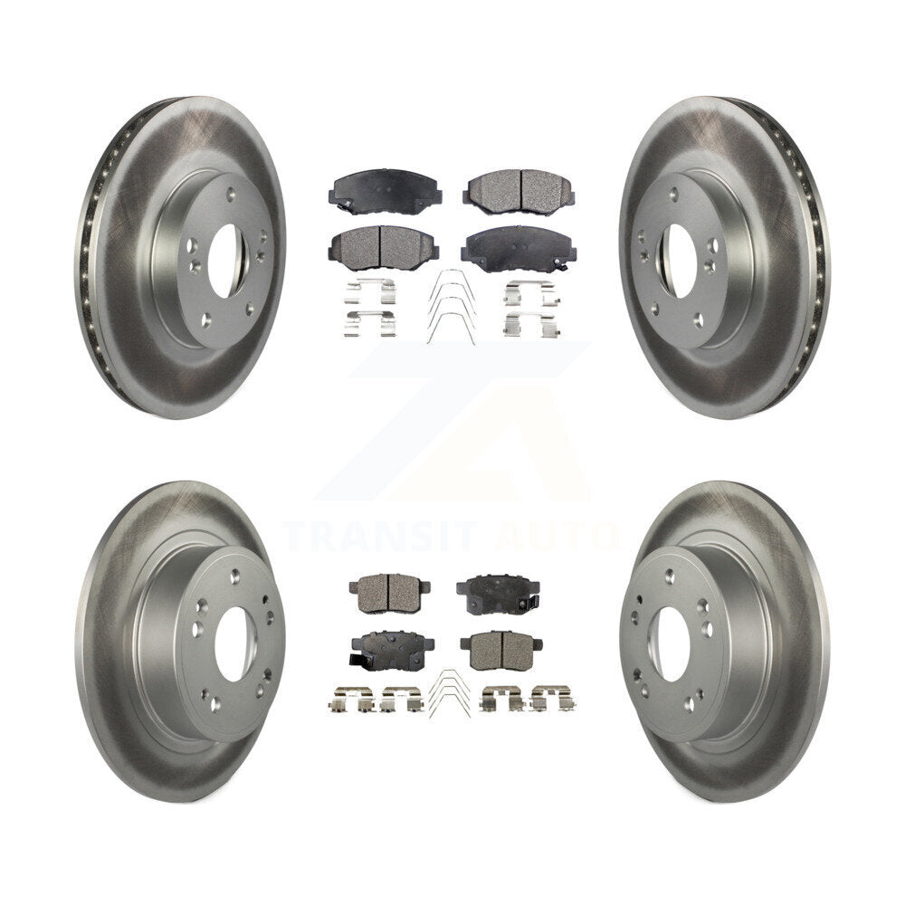 Front Rear Coated Disc Brake Rotors And Ceramic Pads Kit For Honda Accord