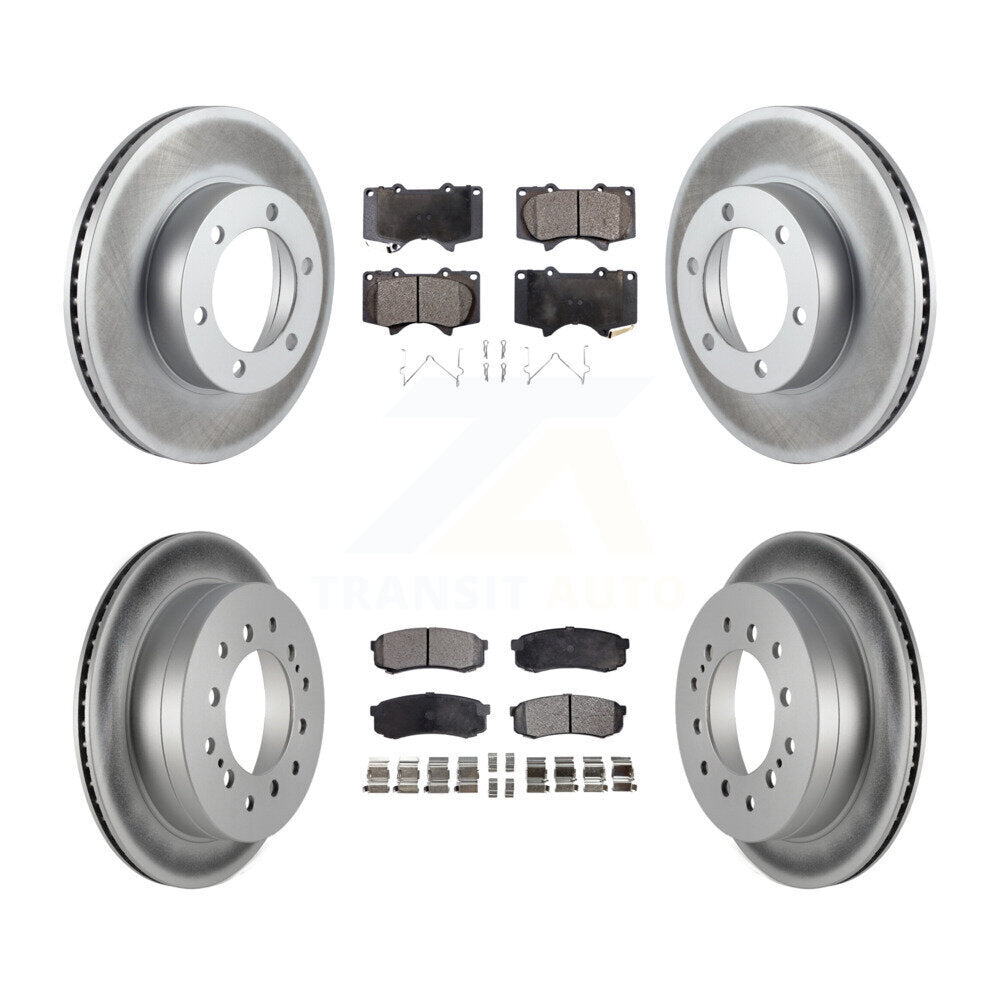 Front Rear Coated Disc Brake Rotors And Ceramic Pads Kit For Toyota Sequoia
