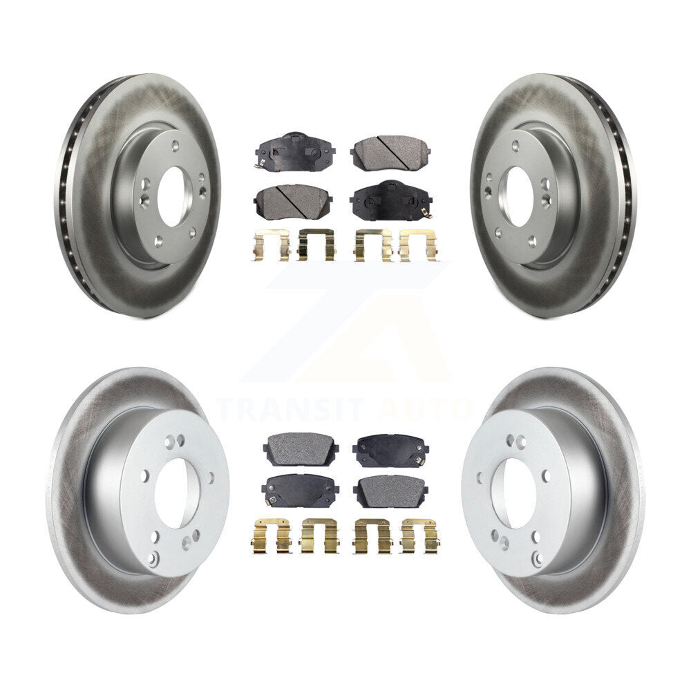 [Front+Rear] 2010-2012 Kia Rondo Premium Coated Rotors & Ceramic Pads Brake Kit For Max Braking