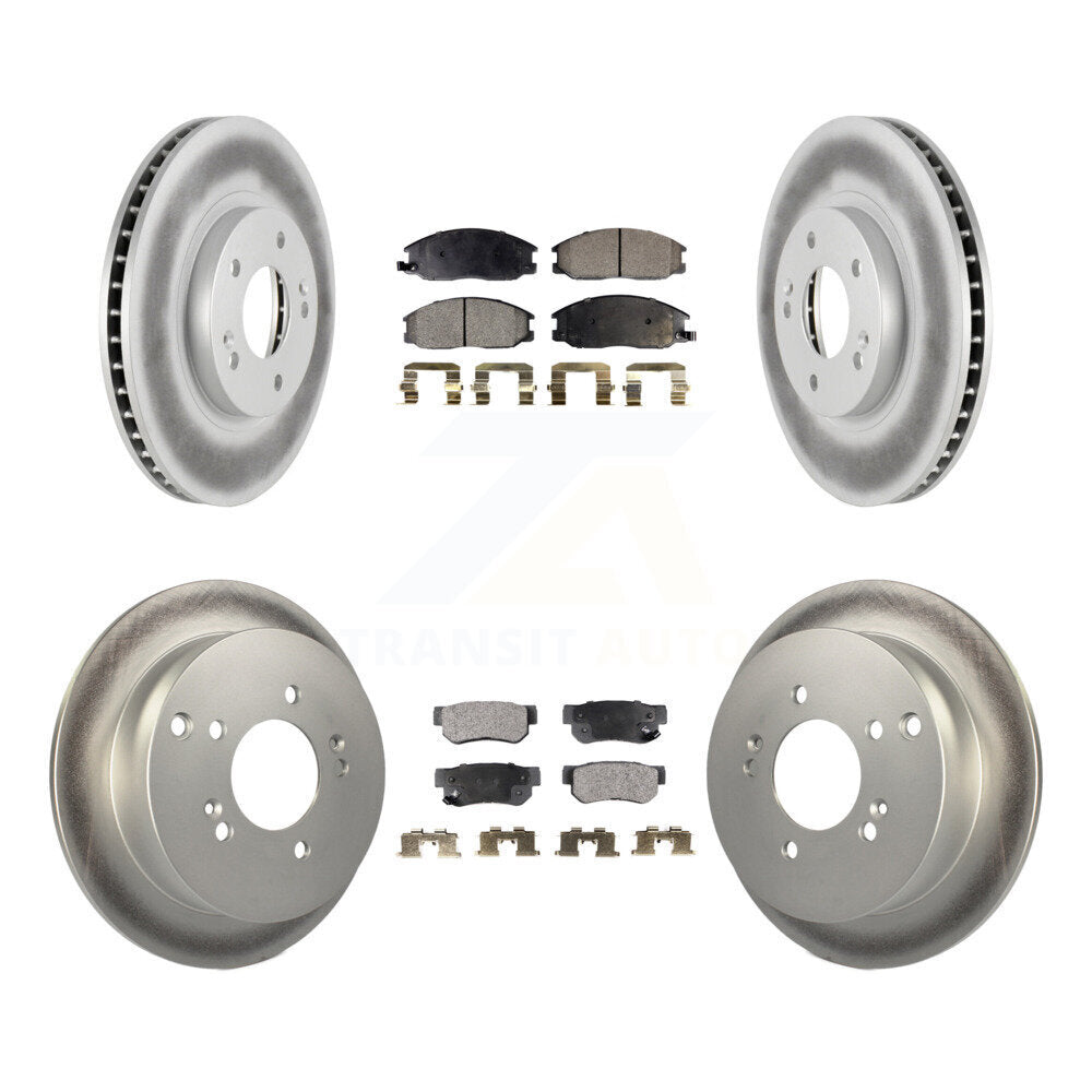 Front Rear Coated Disc Brake Rotors And Ceramic Pads Kit For Hyundai Santa Fe