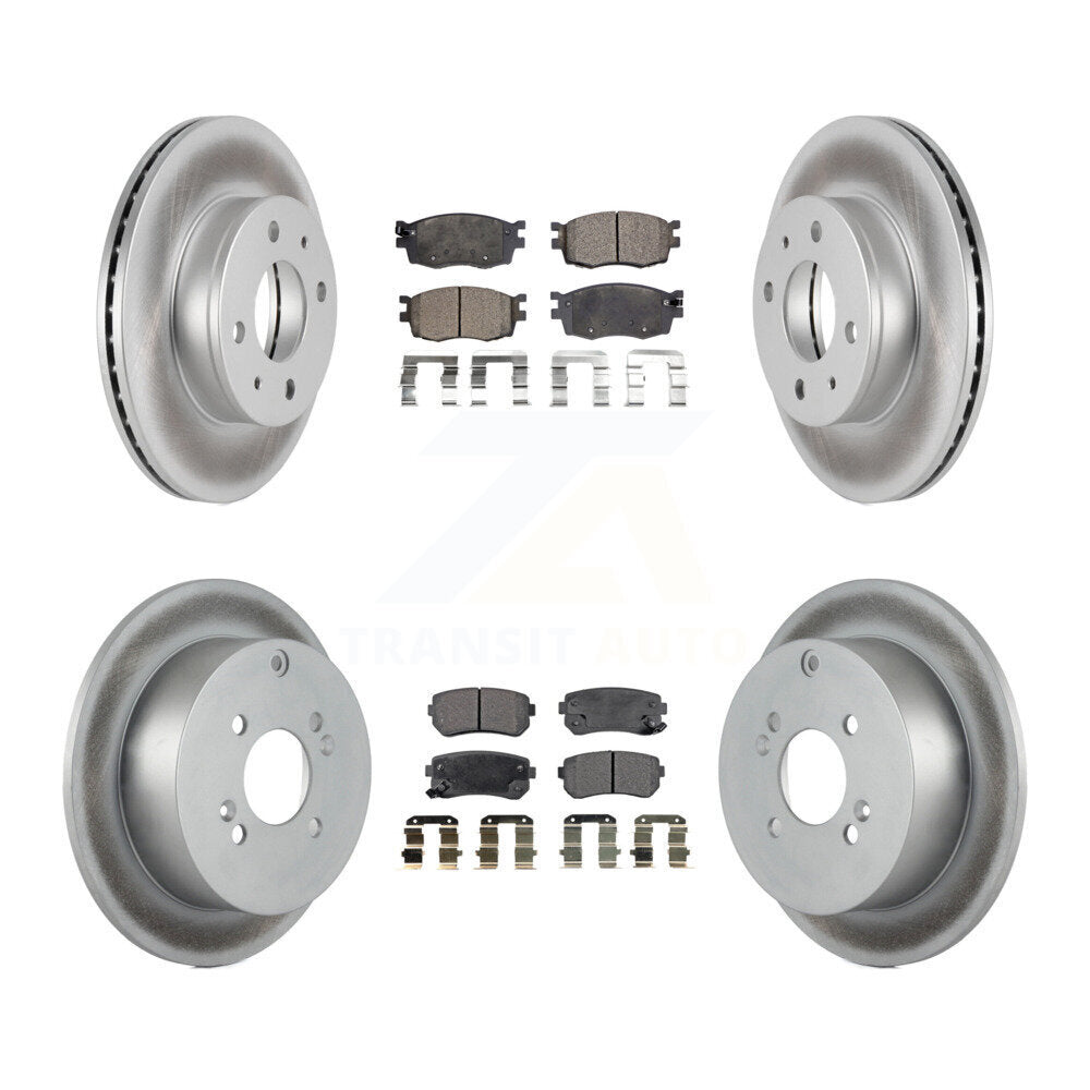 [Front+Rear] 2006 Hyundai Accent Hatchback Premium Coated Rotors & Ceramic Pads Brake Kit For Max Braking