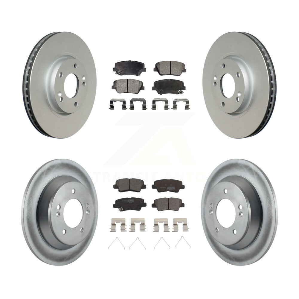 Front Rear Coated Disc Brake Rotors And Ceramic Pads Kit For Kia Rondo