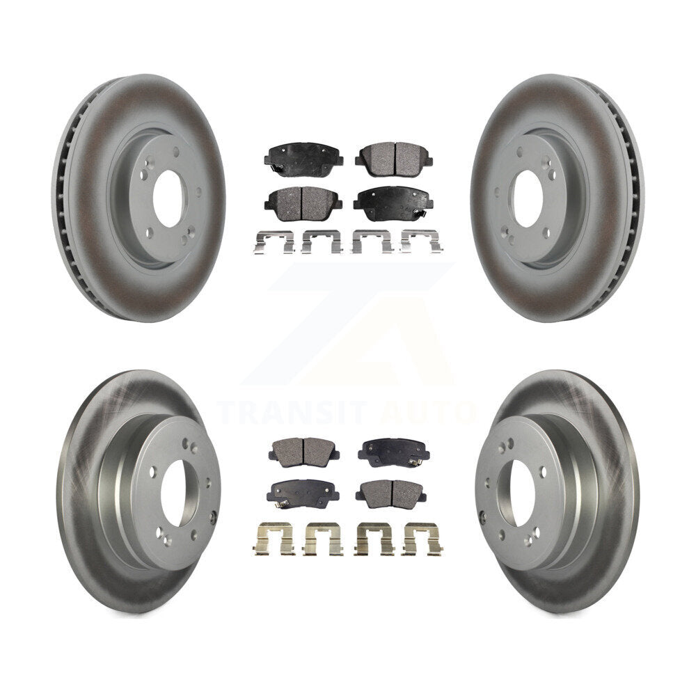 Front Rear Coated Disc Brake Rotor Ceramic Pad Kit For Hyundai Sonata Kia Optima