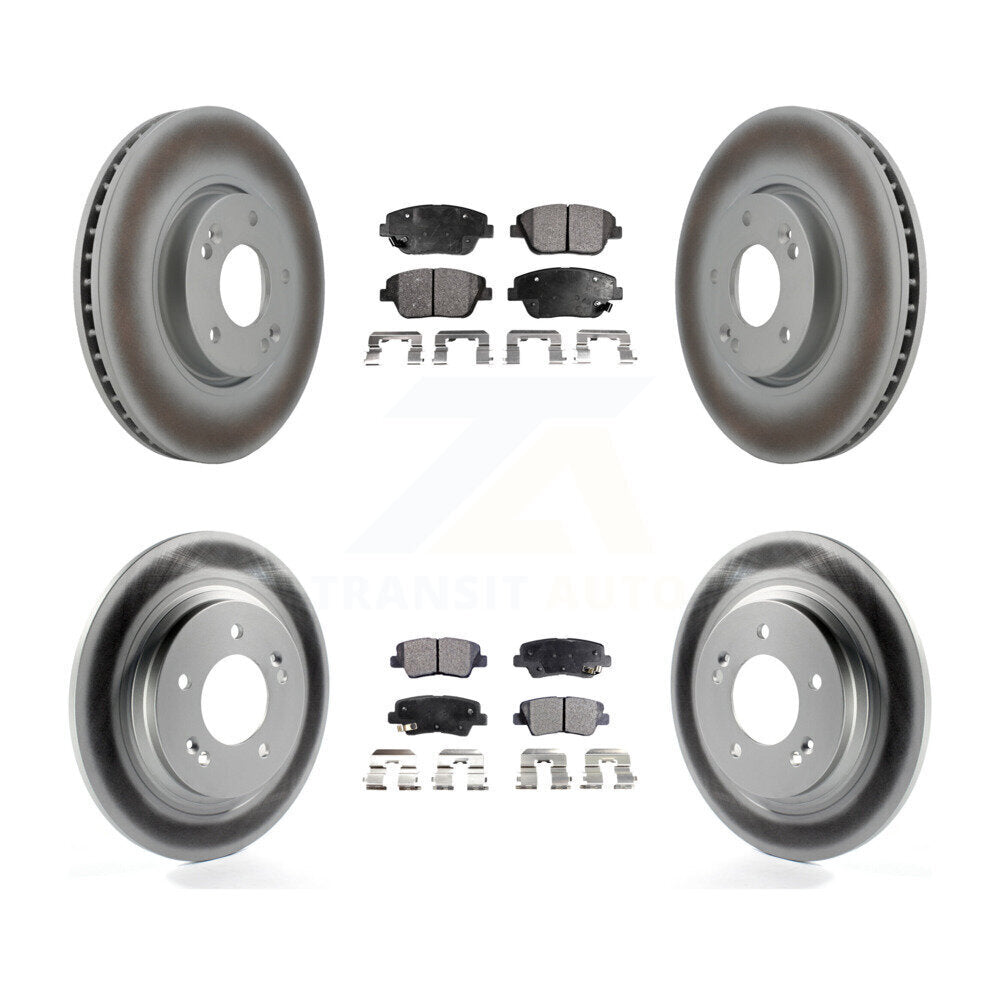 Front Rear Coated Disc Brake Rotors And Ceramic Pads Kit For Kia Optima
