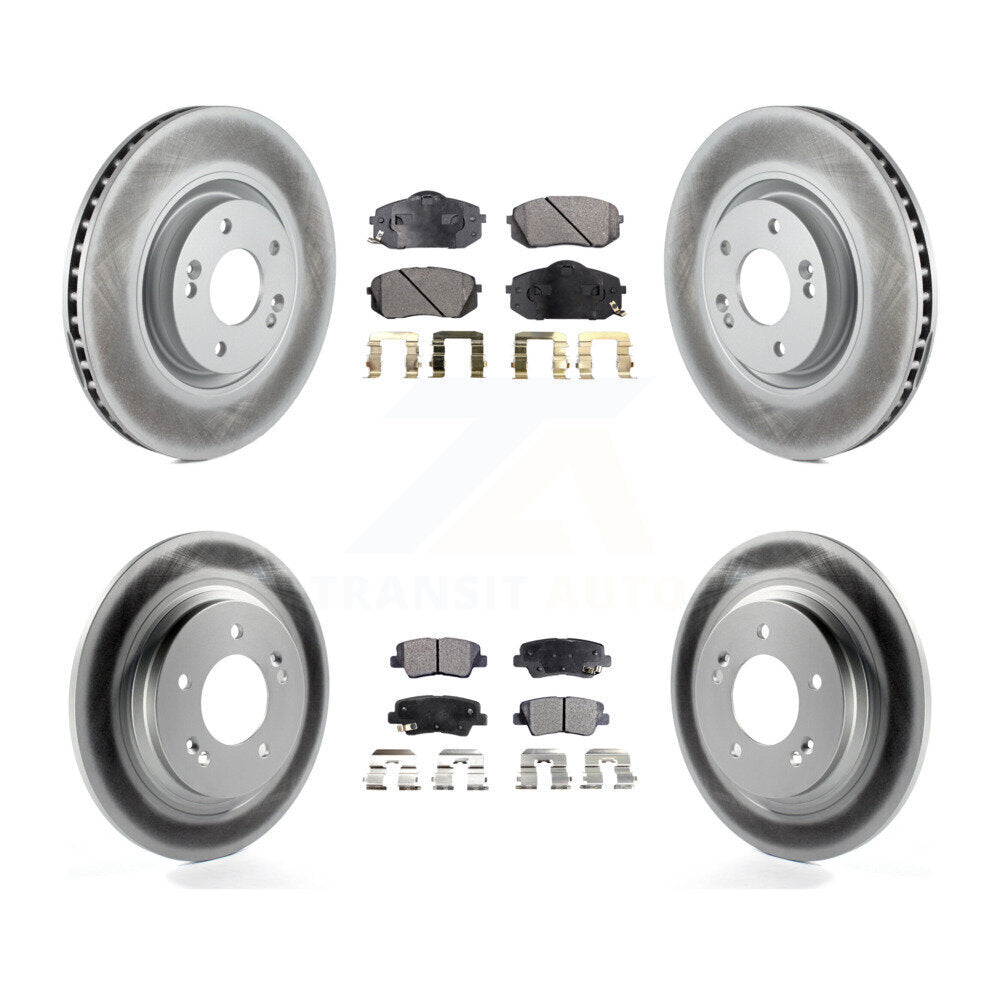 Front Rear Coated Brake Rotor Ceramic Pad Kit For 2015 Hyundai Sonata GAS engine