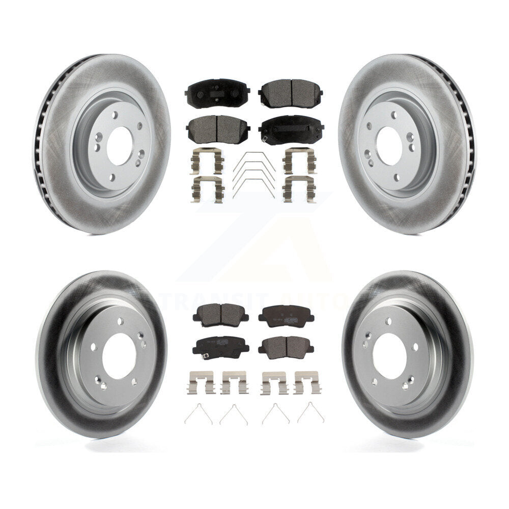 Front Rear Coated Disc Brake Rotors And Ceramic Pads Kit For Kia Optima