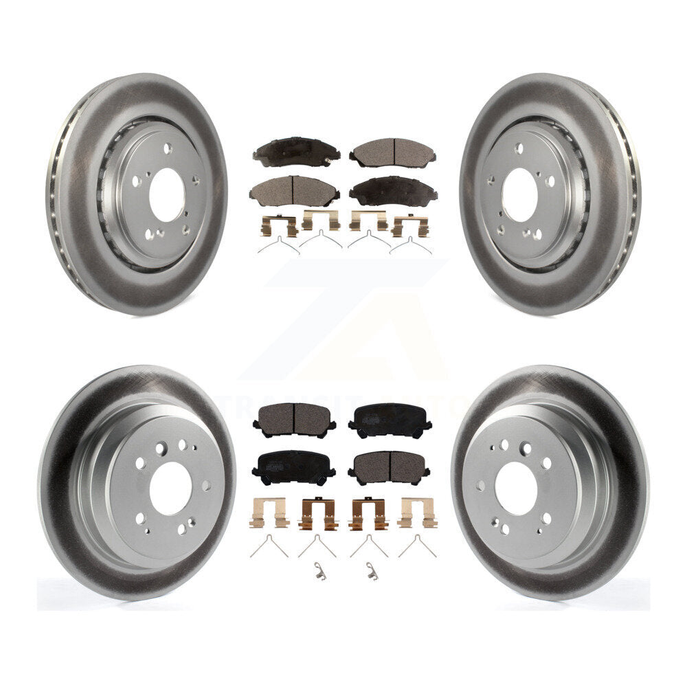 Front Rear Coated Disc Brake Rotor And Ceramic Pad Kit For Honda Pilot Ridgeline