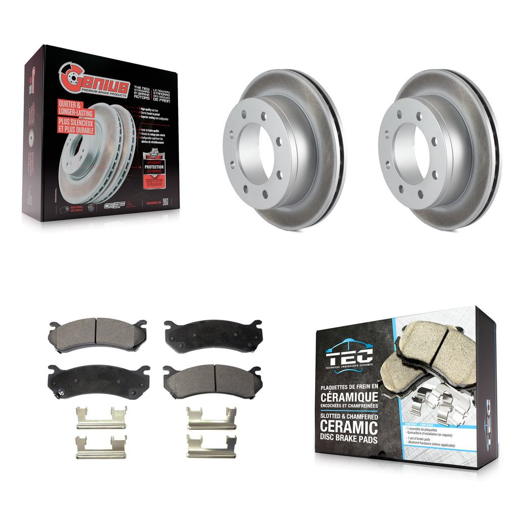 Rear Coat Brake Rotor Ceramic Pad Kit For Chevrolet Silverado 2500 HD GMC Sierra