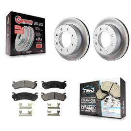 Rear Coat Brake Rotor Ceramic Pad Kit For Chevrolet Silverado 2500 HD GMC Sierra