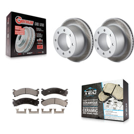 Rear Coat Brake Rotor Ceramic Pad Kit For Chevrolet Silverado 3500 HD GMC Sierra