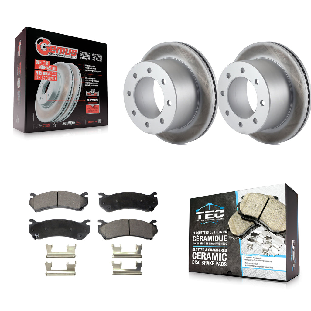 Rear Coated Disc Brake Rotors And Ceramic Pads Kit For GMC Sierra 3500 Classic
