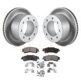 Rear Coated Brake Rotors Ceramic Pad Kit For Chevrolet Silverado 3500 GMC Sierra