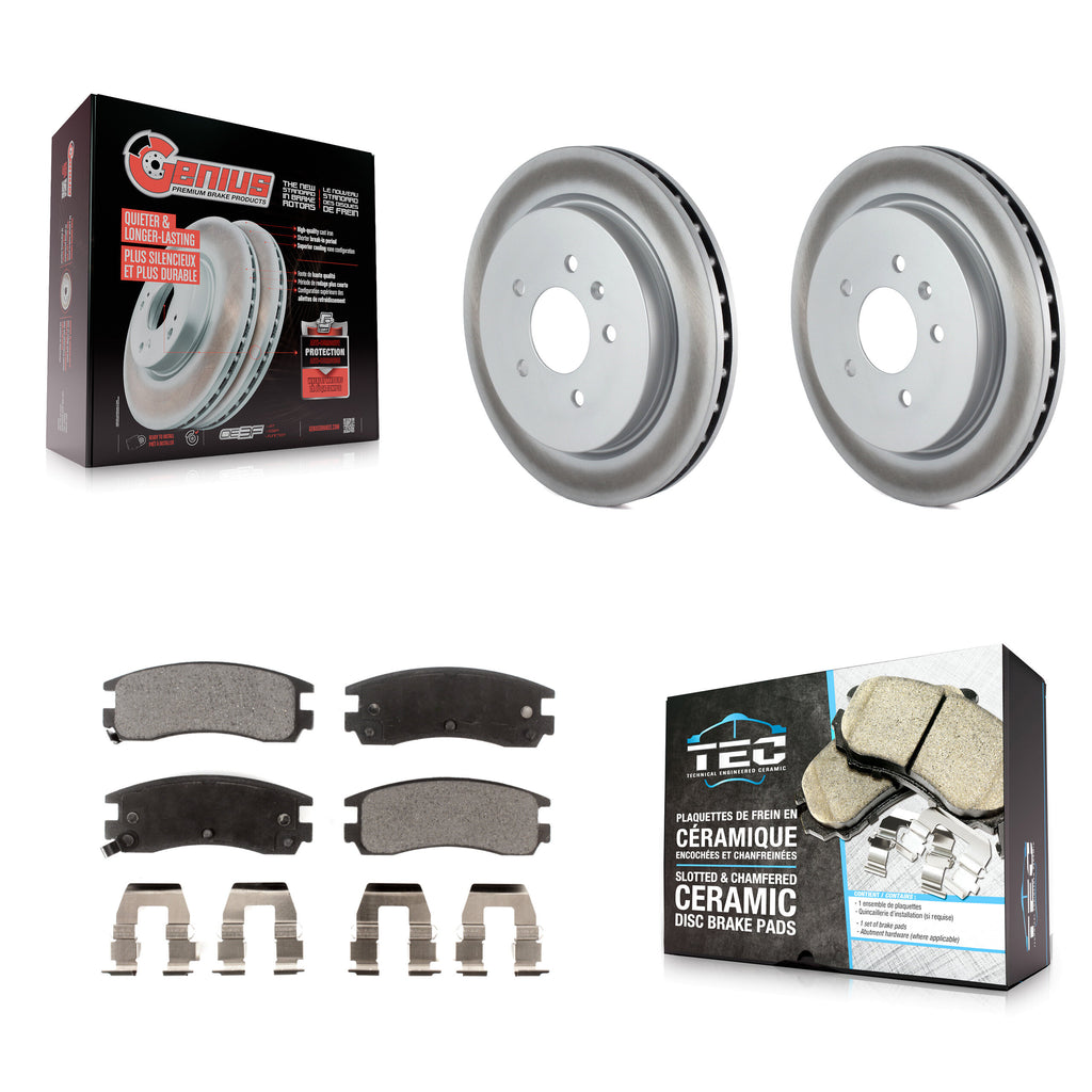 Rear Coated Brake Rotor & Ceramic Pad Kit For Cadillac Seville With Vented
