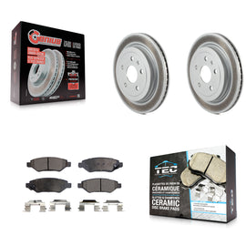 Rear Coated Disc Brake Rotor & Ceramic Pad Kit For Chevrolet Camaro Cadillac CTS