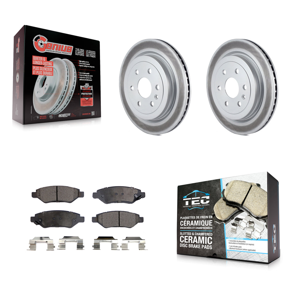 Rear Coated Disc Brake Rotors And Ceramic Pads Kit For Cadillac SRX Saab 9-4X