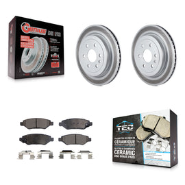 Rear Coated Disc Brake Rotors And Ceramic Pads Kit For Cadillac SRX Saab 9-4X