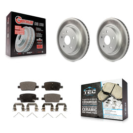 Rear Coated Disc Brake Rotor & Ceramic Pad Kit For Chevrolet Camaro Cadillac CT6