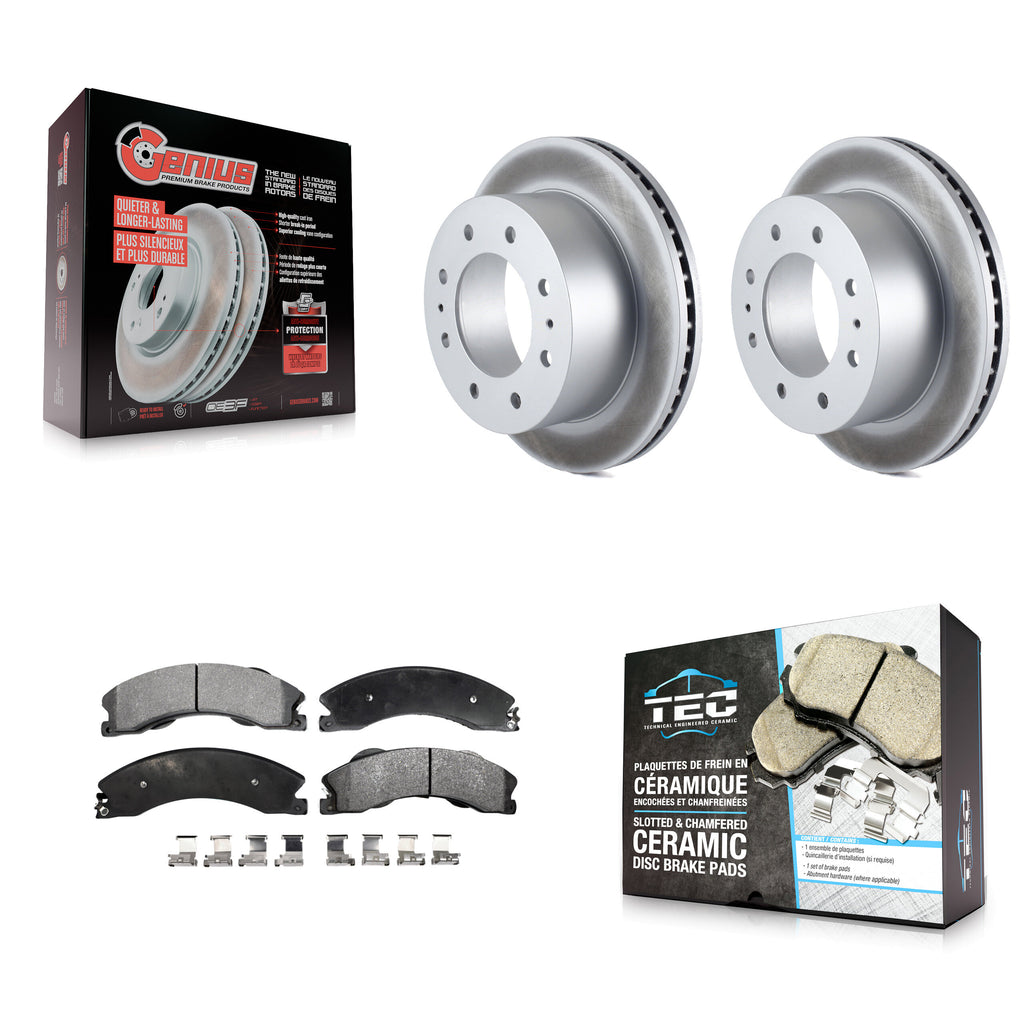 Rear Coat Brake Rotor Ceramic Pad Kit For Chevrolet Silverado 2500 HD GMC Sierra