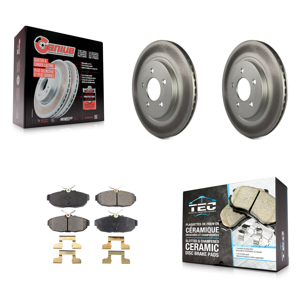 Rear Coated Disc Brake Rotors And Ceramic Pads Kit For Ford Mustang