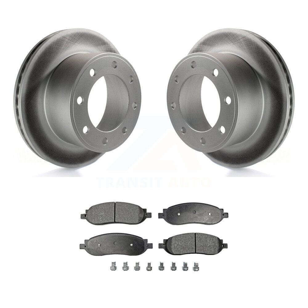 Rear Coat Brake Rotors Ceramic Pad Kit For 2005-2007 Ford F-250 Super Duty F-350