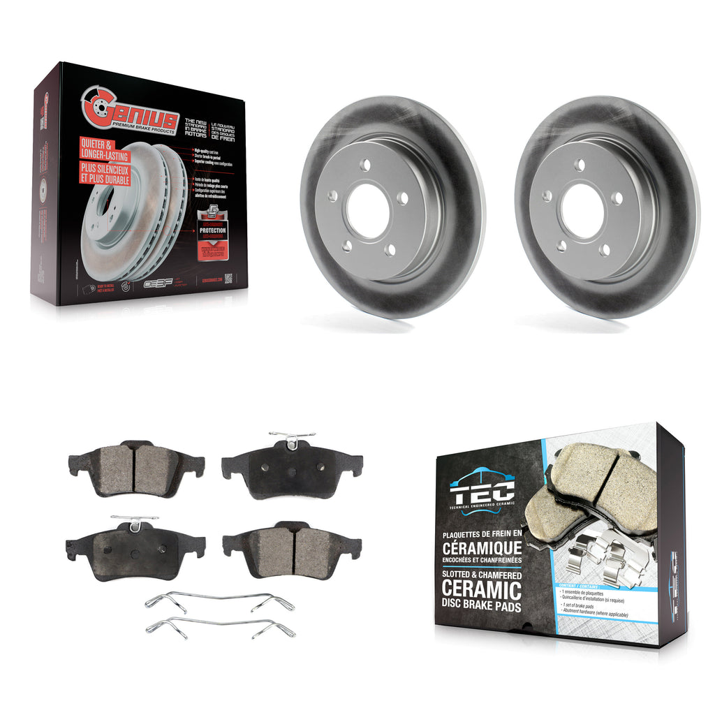 Rear Coated Disc Brake Rotors And Ceramic Pads Kit For Ford Focus
