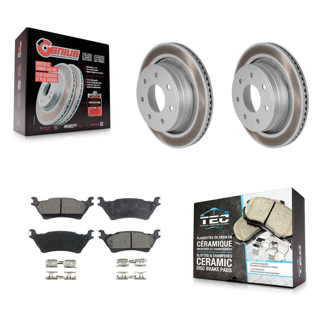 [Rear] 12-14 Ford F-150 With 7 Lug Wheels Premium Coated Rotors & Ceramic Pads Brake Kit For Max Braking