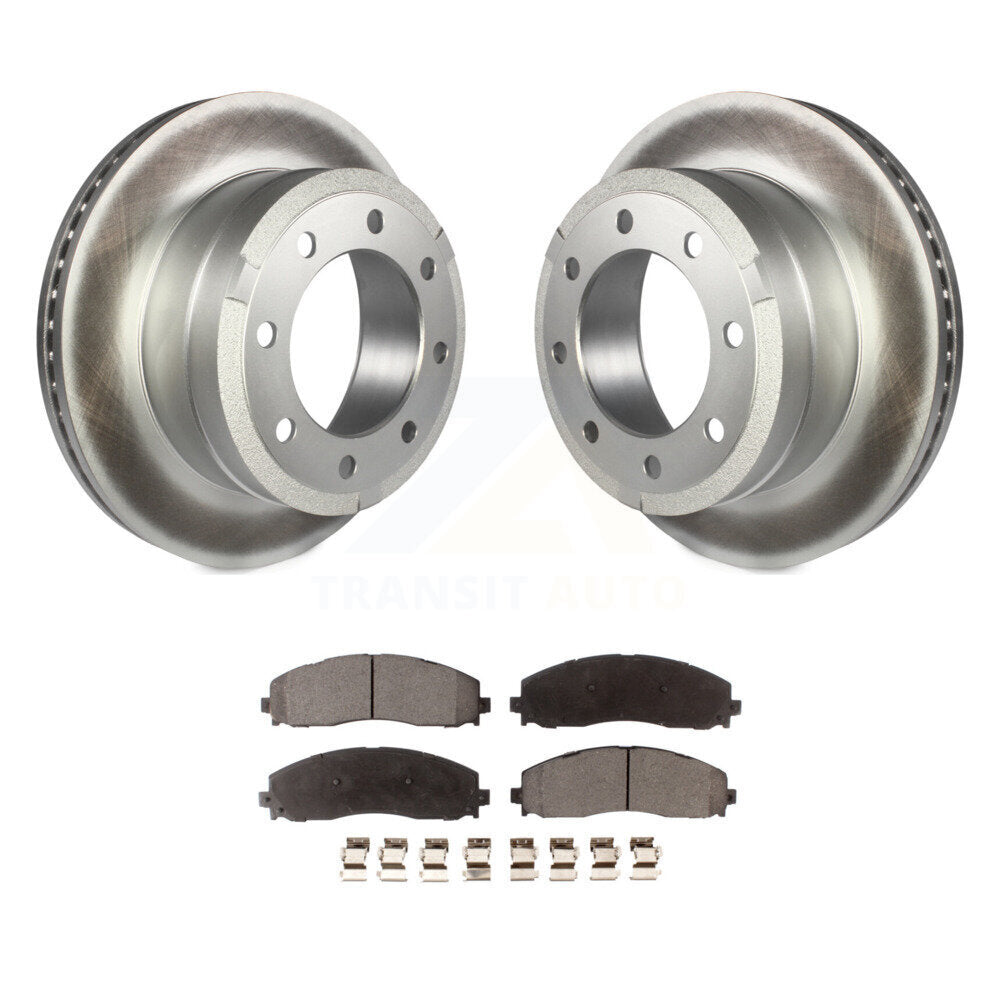 Rear Coated Disc Brake Rotor And Ceramic Pad Kit For Ford F-250 Super Duty F-350