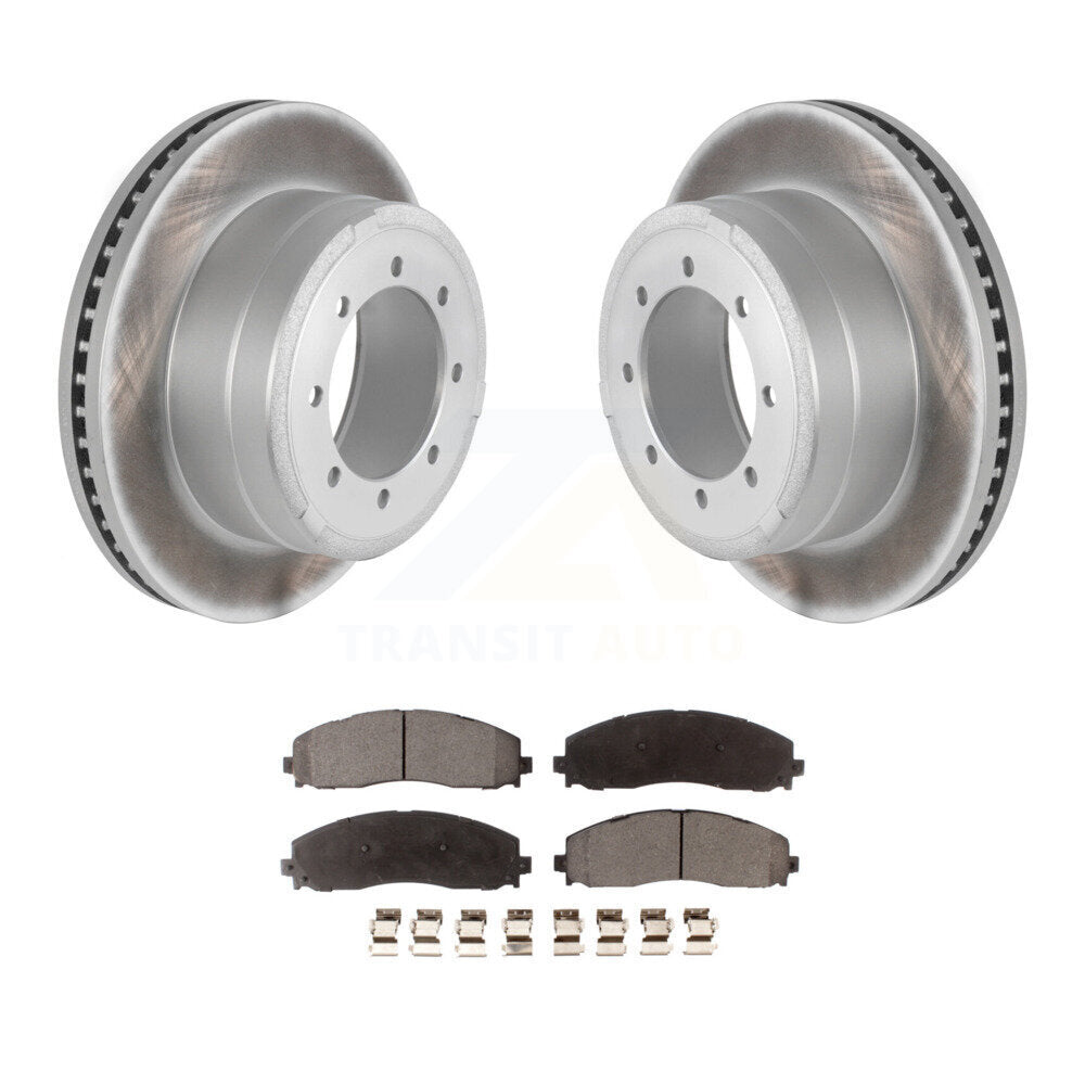 Rear Coat Disc Brake Rotor Ceramic Pad Kit For Ford F-250 Super Duty F-350 F-450