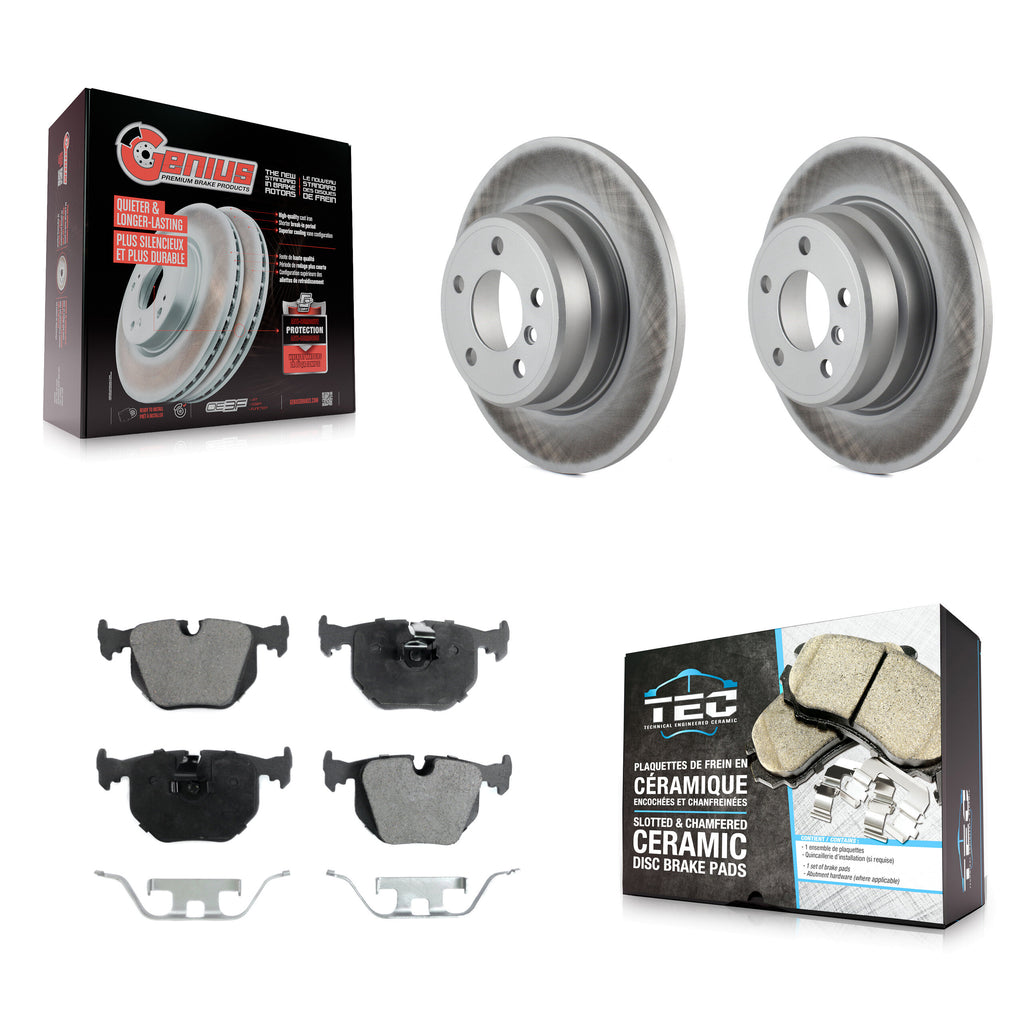 Rear Coated Disc Brake Rotors And Ceramic Pads Kit For BMW X5