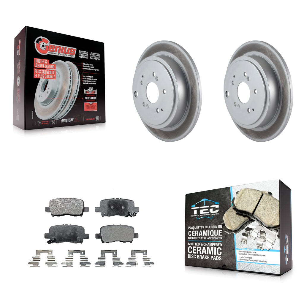 Rear Coated Disc Brake Rotors And Ceramic Pads Kit For Honda Pilot Acura MDX