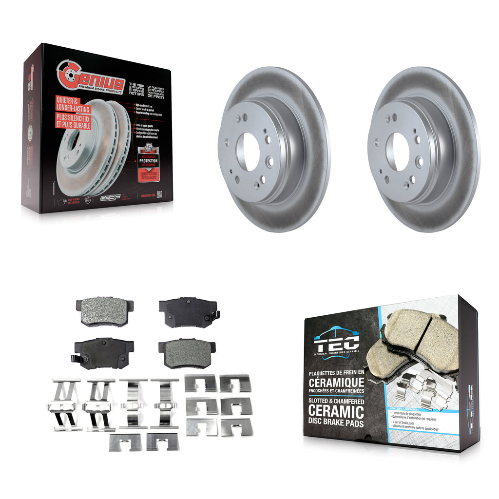 [Rear] 2002-2004 Honda CR-V Premium Coated Rotors & Ceramic Pads Brake Kit For Max Braking