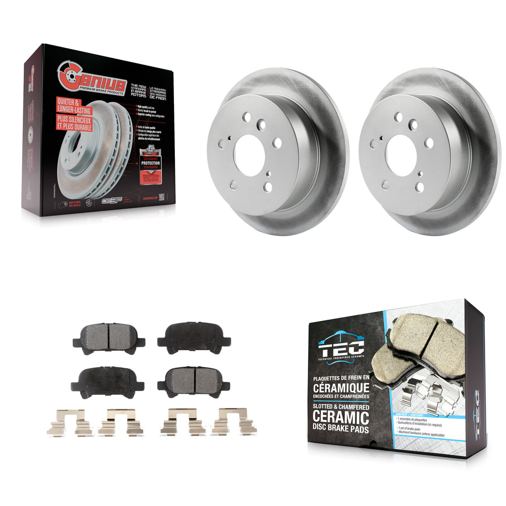 Rear Coated Disc Brake Rotors And Ceramic Pad Kit For Toyota Camry Avalon Solara