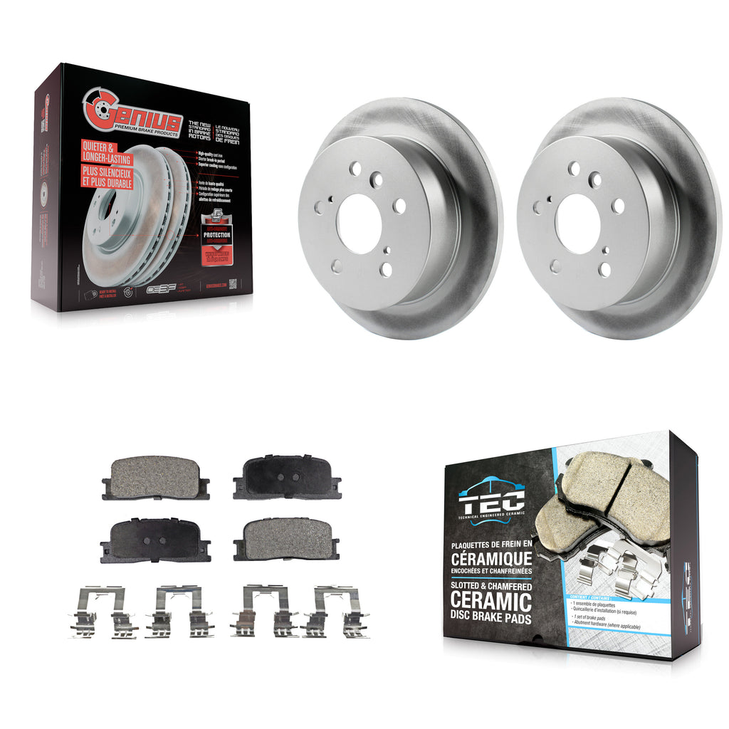 Rear Coated Disc Brake Rotors Ceramic Pad Kit For Toyota Camry Lexus ES330 ES300