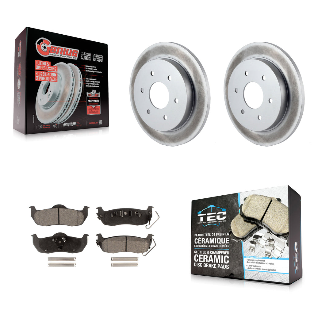 Rear Coat Disc Brake Rotor Ceramic Pad Kit For Nissan Titan Armada INFINITI QX56