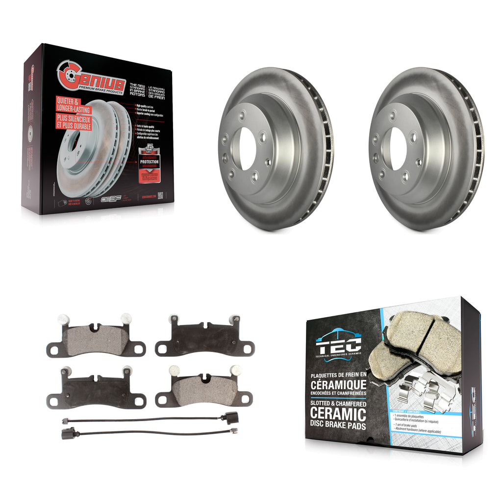 Rear Coated Brake Rotor & Ceramic Pad Kit For Porsche Cayenne Volkswagen Touareg