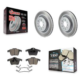 [Rear] 2003-2014 Volvo XC90 Premium Coated Rotors & Ceramic Pads Brake Kit For Max Braking