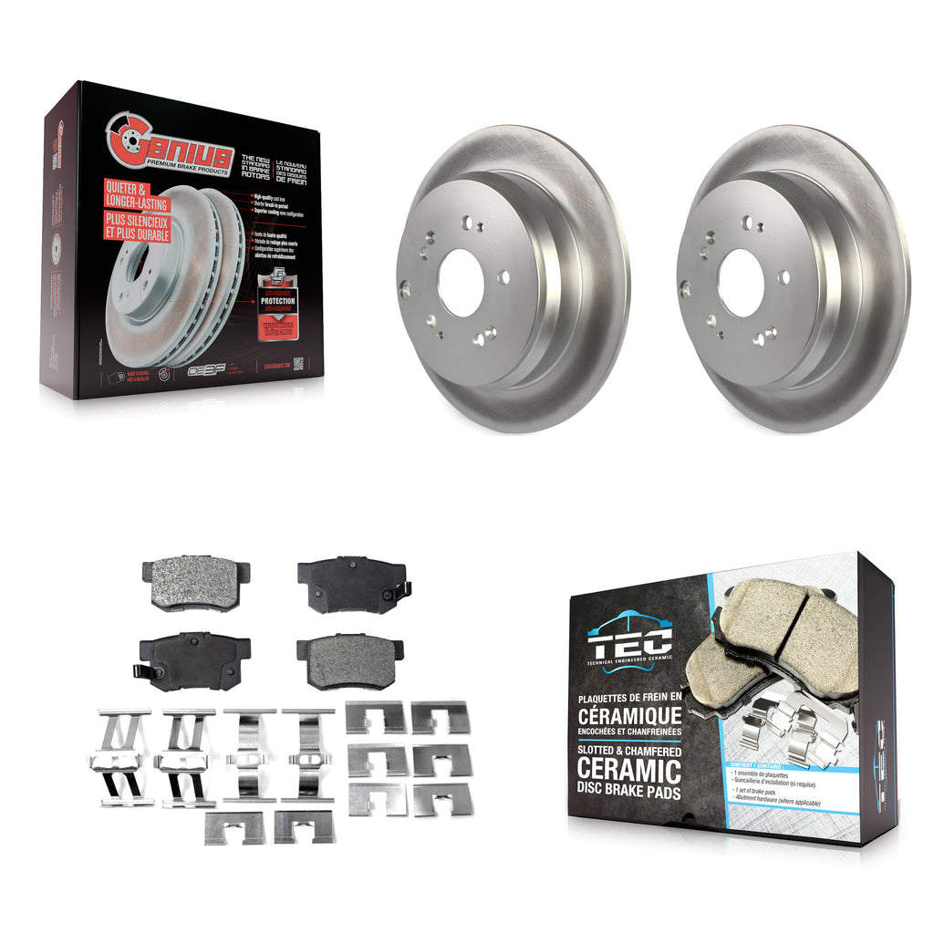 Rear Coated Disc Brake Rotors And Ceramic Pads Kit For Acura RDX
