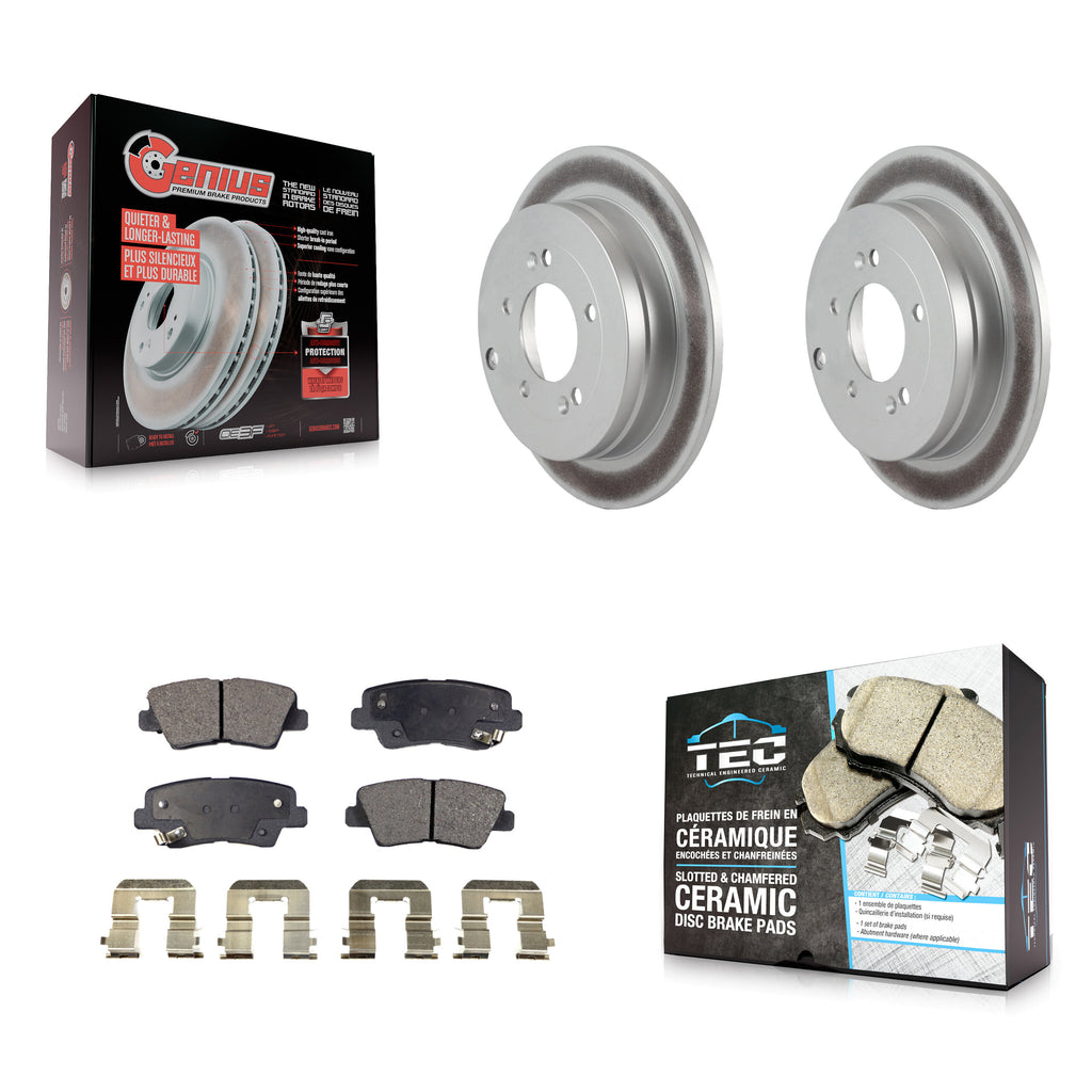Rear Coated Disc Brake Rotors And Ceramic Pads Kit For 2007-2009 Kia Amanti