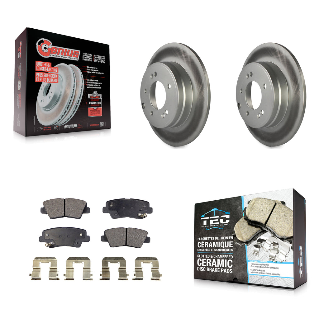 Rear Coated Disc Brake Rotor Ceramic Pad Kit For Hyundai Sonata Kia Optima Azera