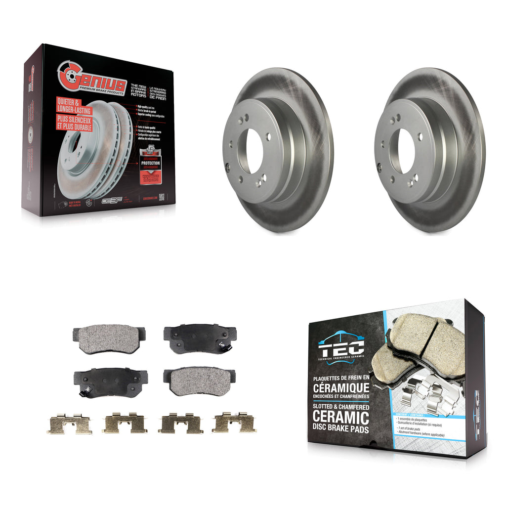 Rear Coated Disc Brake Rotors And Ceramic Pads Kit For Hyundai Sonata 3.3L