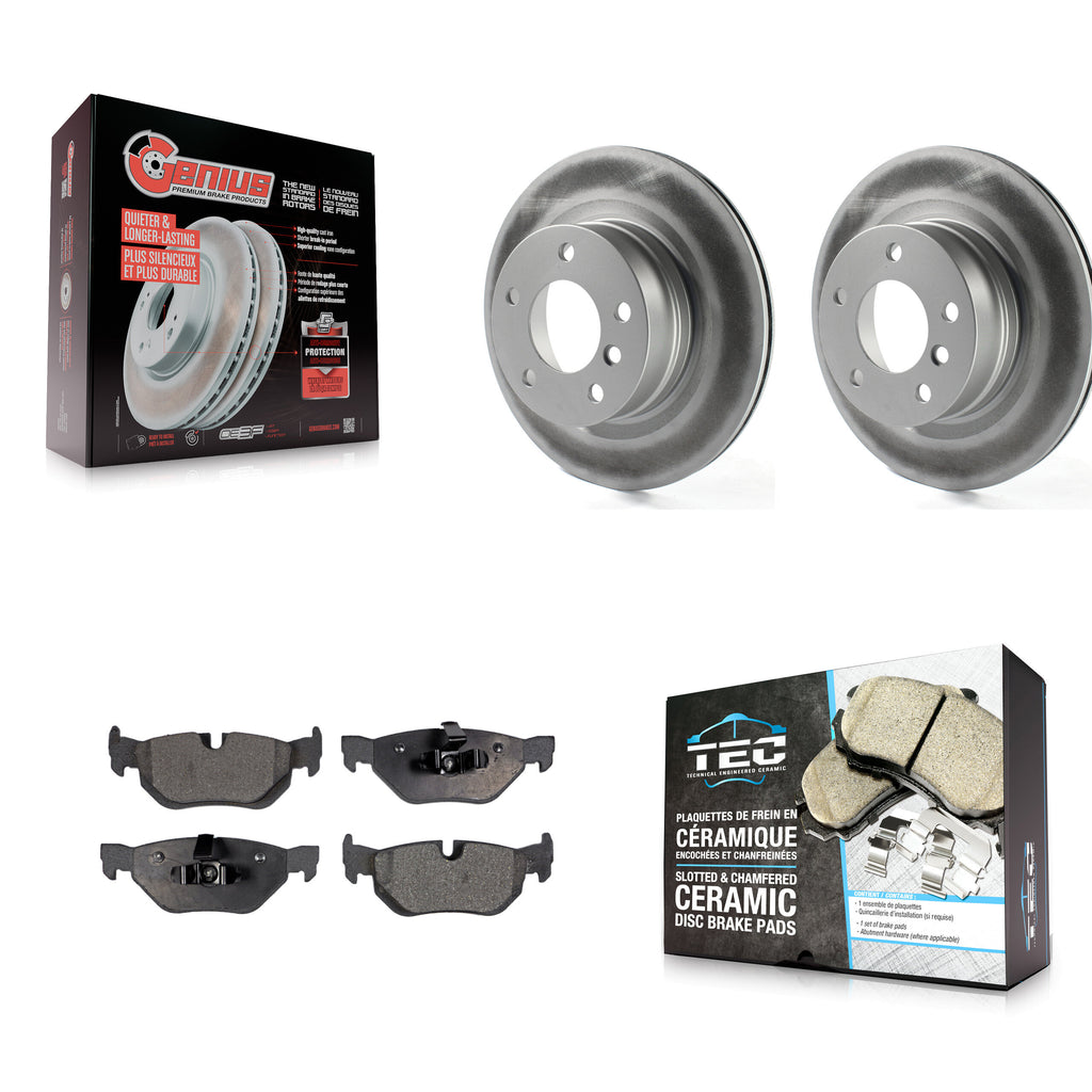 [Rear] 2008-2013 BMW 128i Premium Coated Rotors & Ceramic Pads Brake Kit For Max Braking