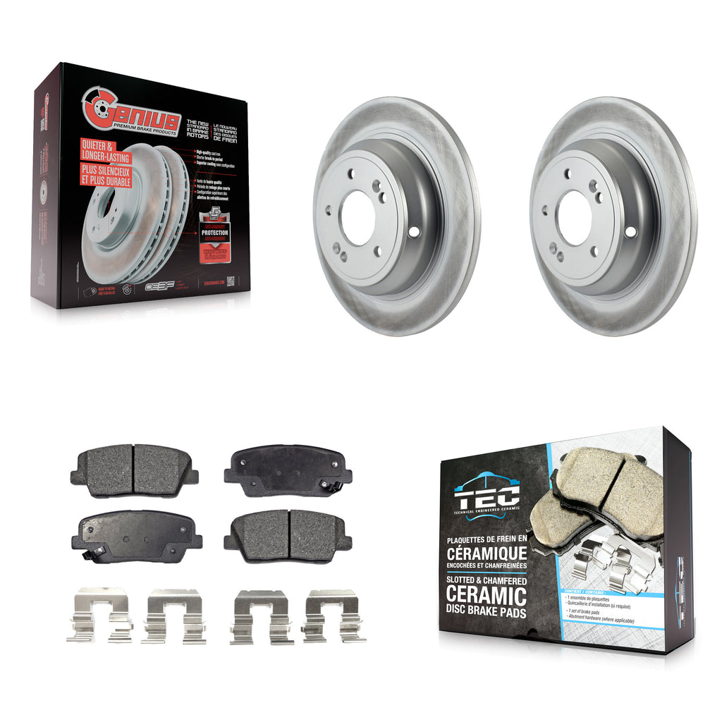 Rear Coated Disc Brake Rotors And Ceramic Pads Kit For Hyundai Genesis